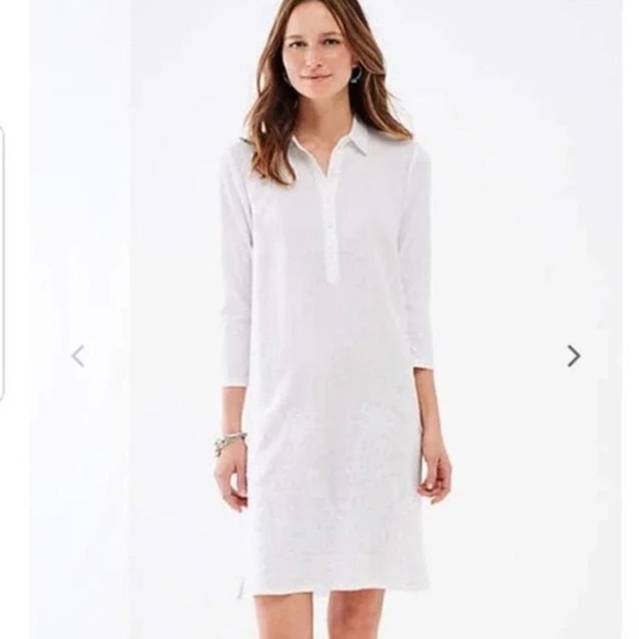 NWT J. Jill Linen Embroidered White Shirt Dress - Picture 1 of 7